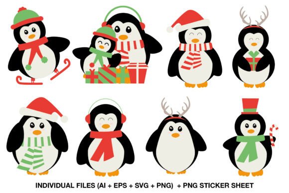 Penguin Christmas Clipart Pack