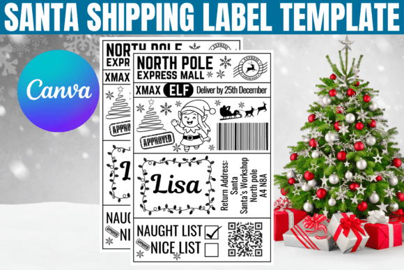 Santa Shipping Label Canva Template