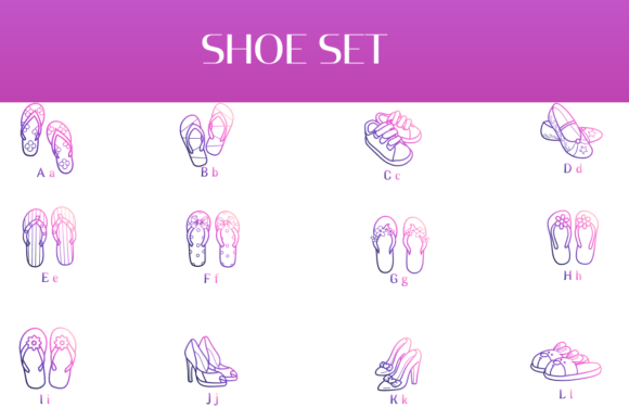 Shoe Set Font PNG with transparent background - Preview 1