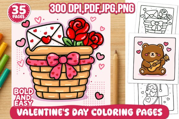 Valentine's Day Coloring Pages Bold&Easy