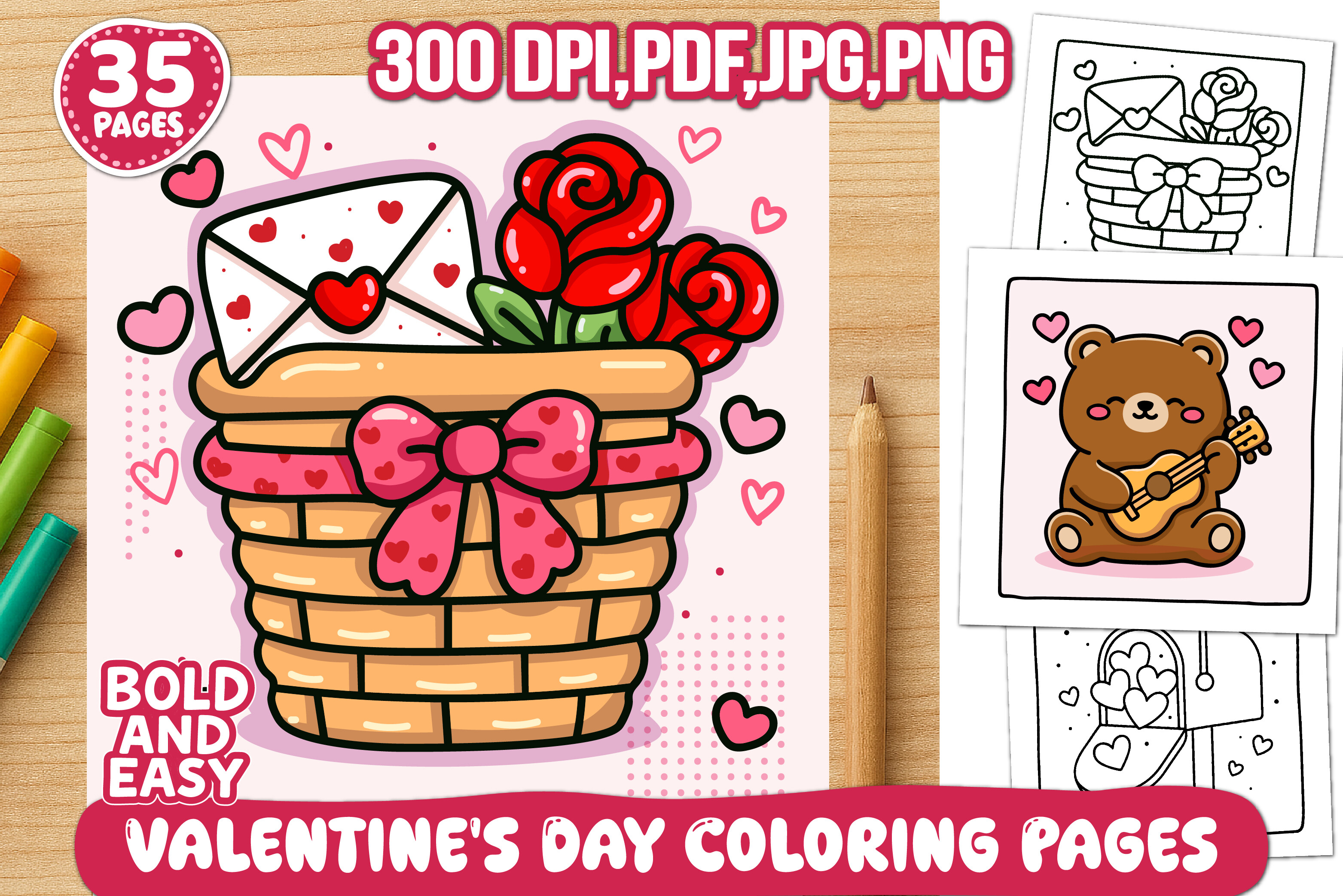 Valentine's Day Coloring Pages Bold&Easy