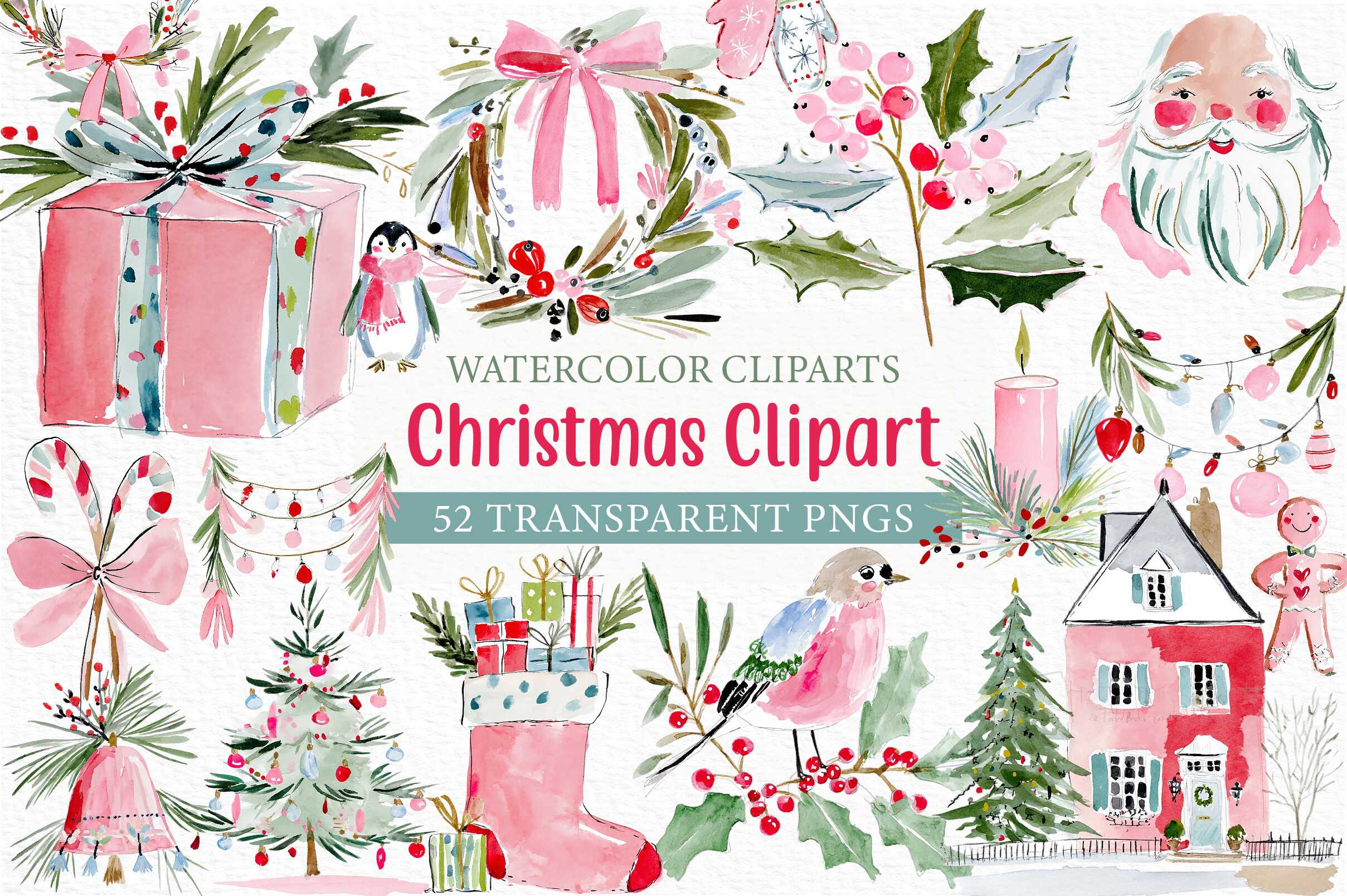 Watercolor Christmas Clipart
