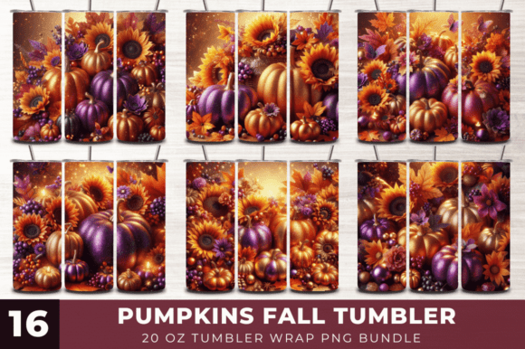 20oz Pumpkins Fall Tumbler Wraps Design