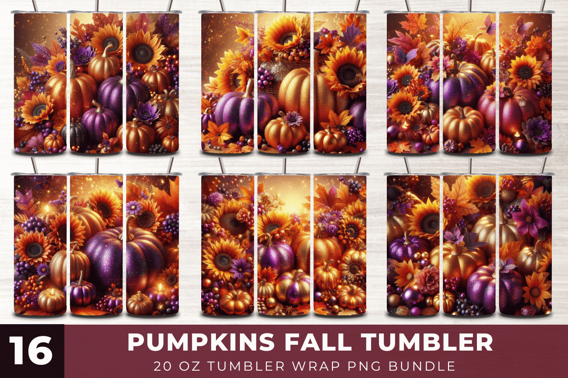 20oz Pumpkins Fall Tumbler Wraps Design