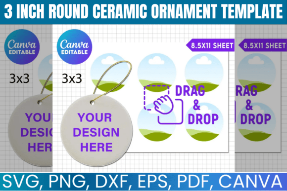 3 Inch Round Ceramic Ornament Template
