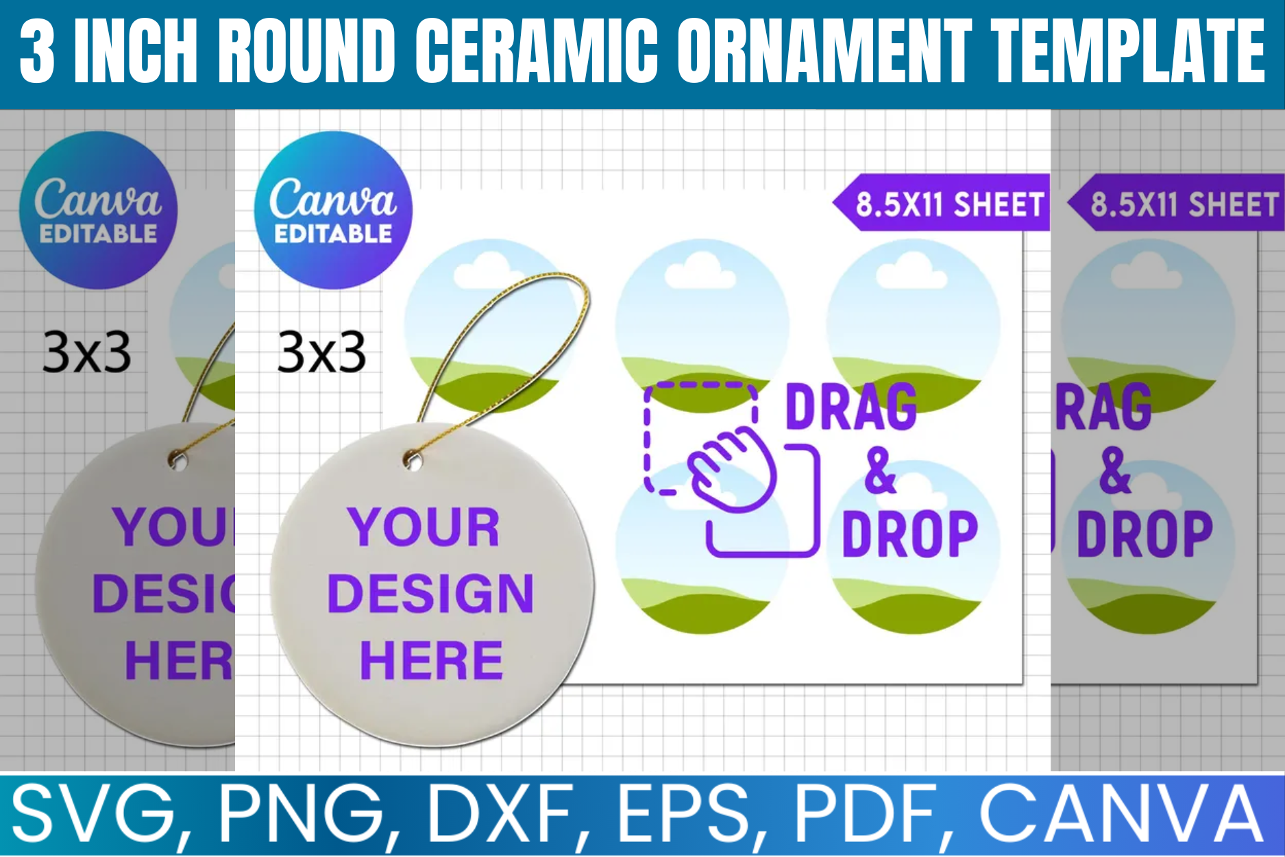 3 Inch Round Ceramic Ornament Template