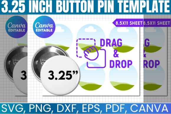 3.25 Inch Button Pin Canva Template