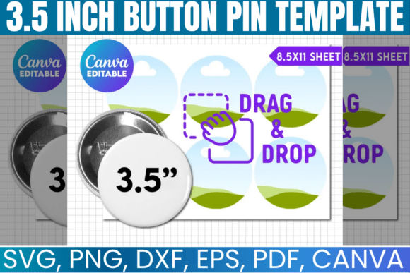 3.5 Button Pin Template, Button Pin Svg