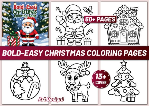50+ BOLD-EASY CHRISTMAS COLORING PAGES