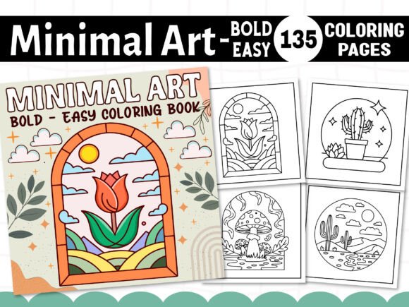 Preview of Bold and Easy Minimal Art Coloring Pages coloring pages for adults