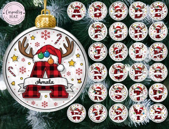 Buffalo Plaid Alphabet Ornament PNG