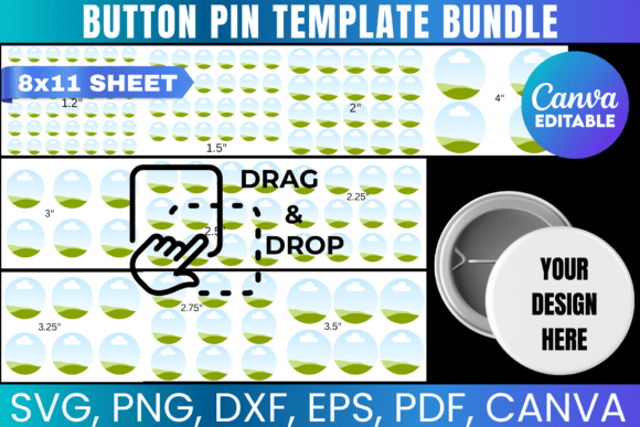 Button Pin Canva Template Bundle Gráfico Modelos de Impressão Por Gfx Shaown