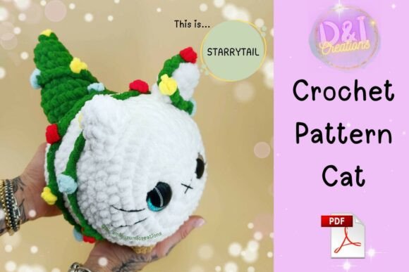 Christmas Lights Cat Crochet Pattern