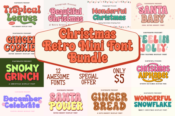 Christmas Retro Mini Bundle Font by SiapGraph