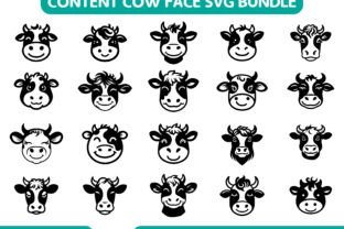 Content Cow Face Svg Bundle Graphic by ShamimBLOG · Creative Fabrica