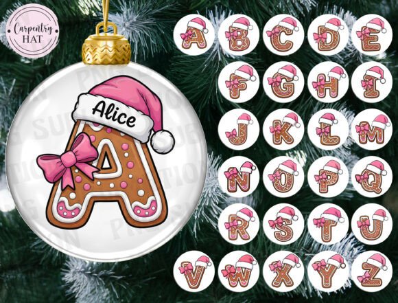 Gingerbread Alphabet Ornament PNG