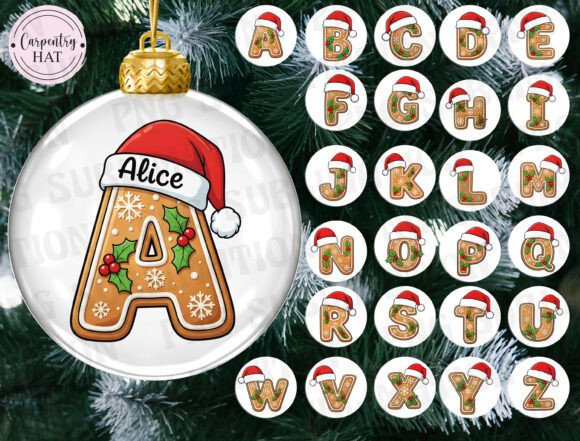 Gingerbread Alphabet Ornament PNG