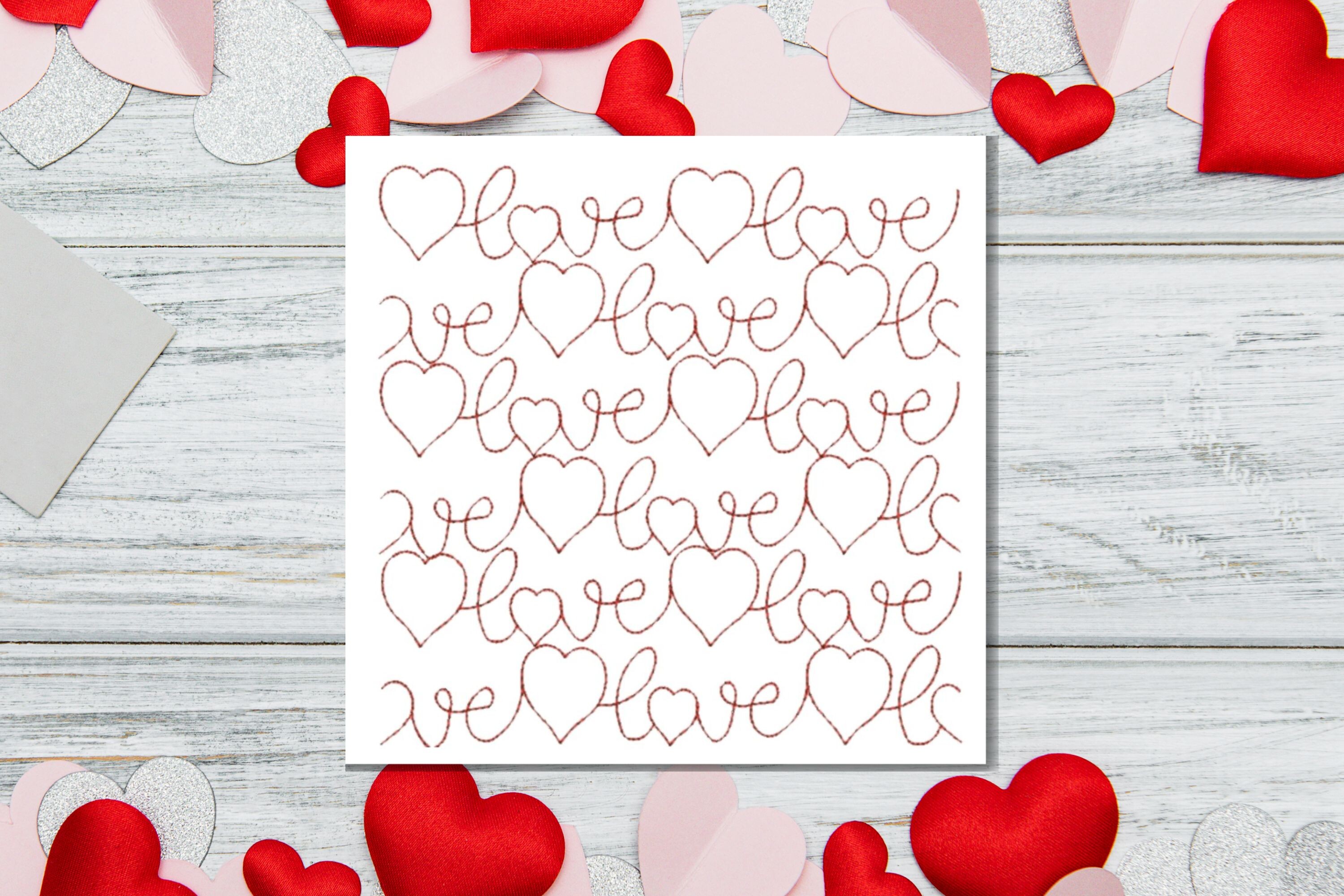 Love and Hearts Continuous Embroidery