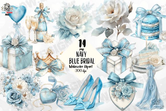 Navy Blue Bridal PNG
