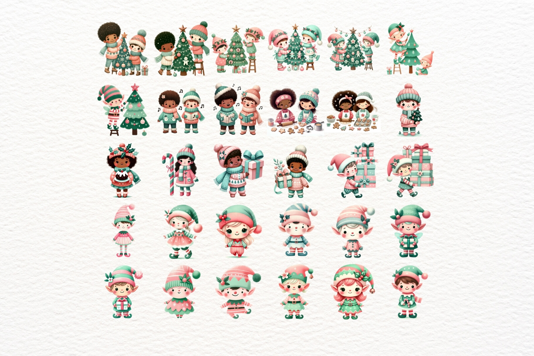 Pink and Mint Christmas PNG Clipart - photo 2