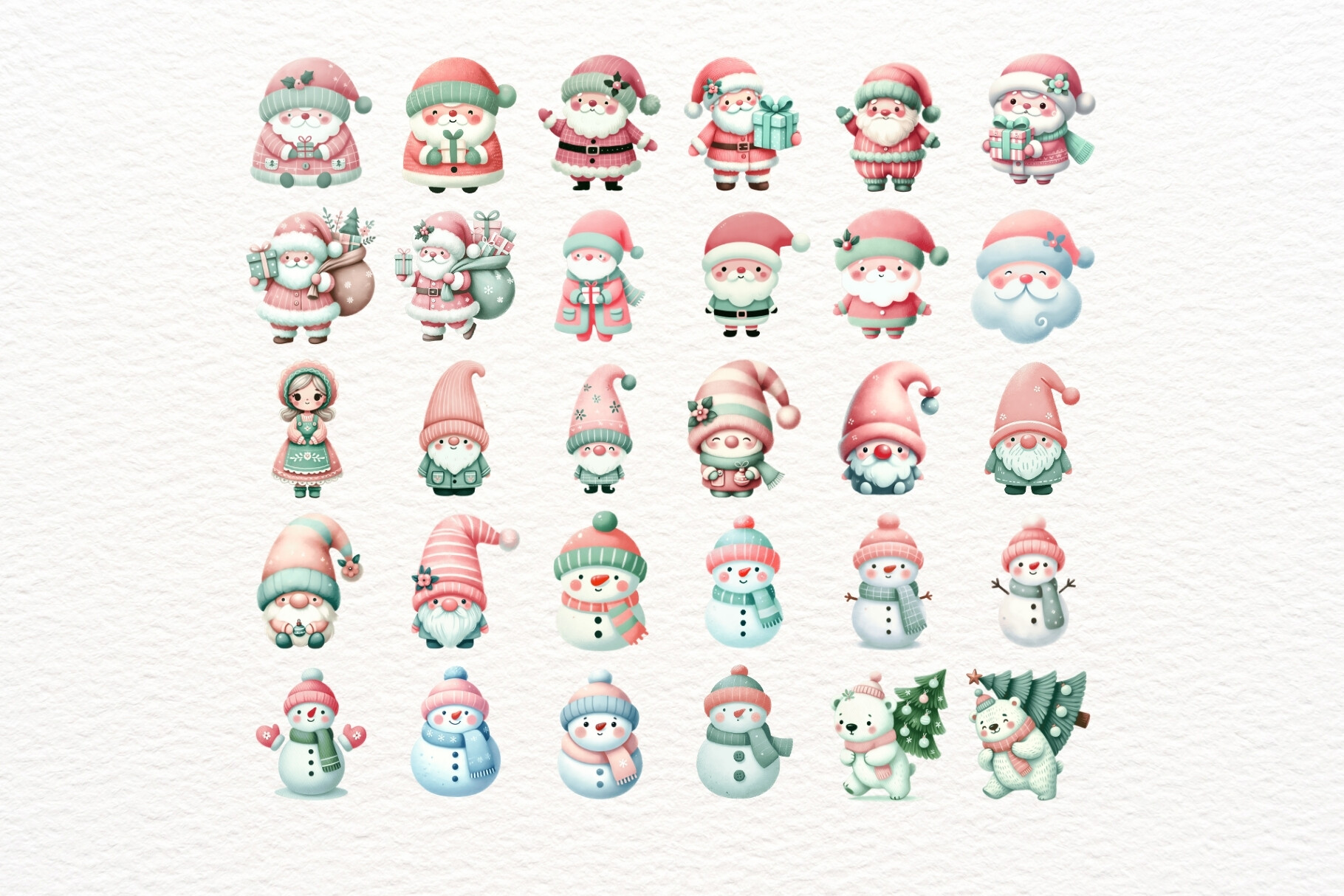 Pink and Mint Christmas PNG Clipart - photo 3