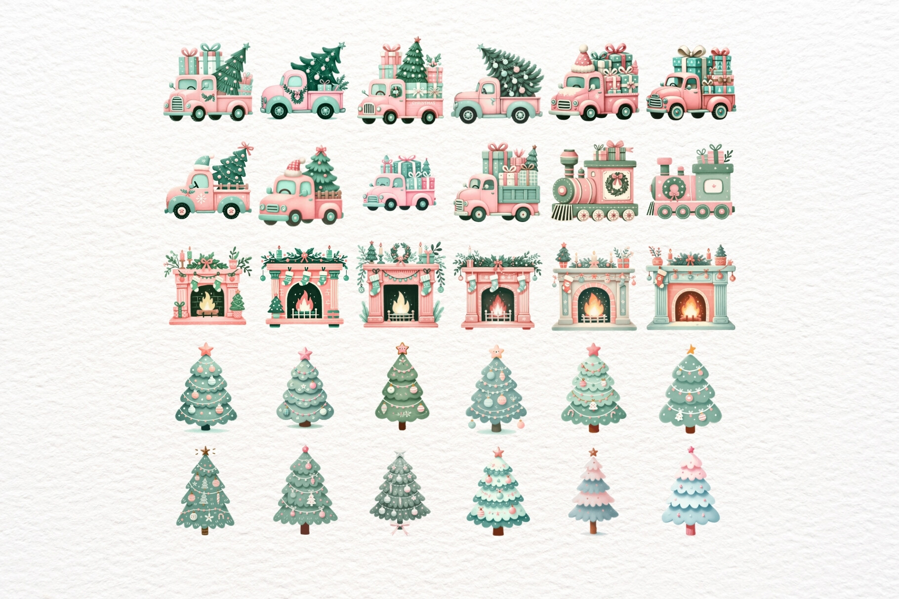 Pink and Mint Christmas PNG Clipart - photo 5