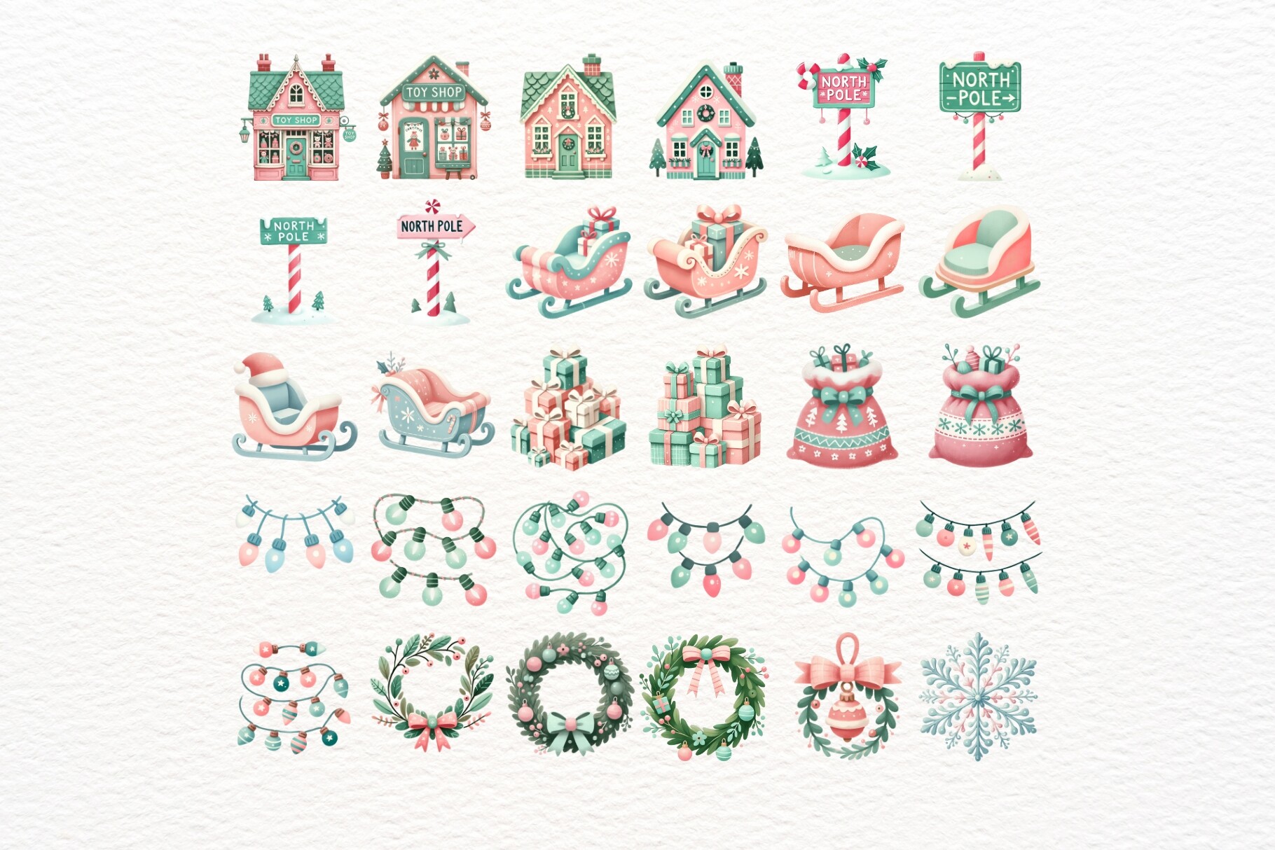 Pink and Mint Christmas PNG Clipart - photo 6