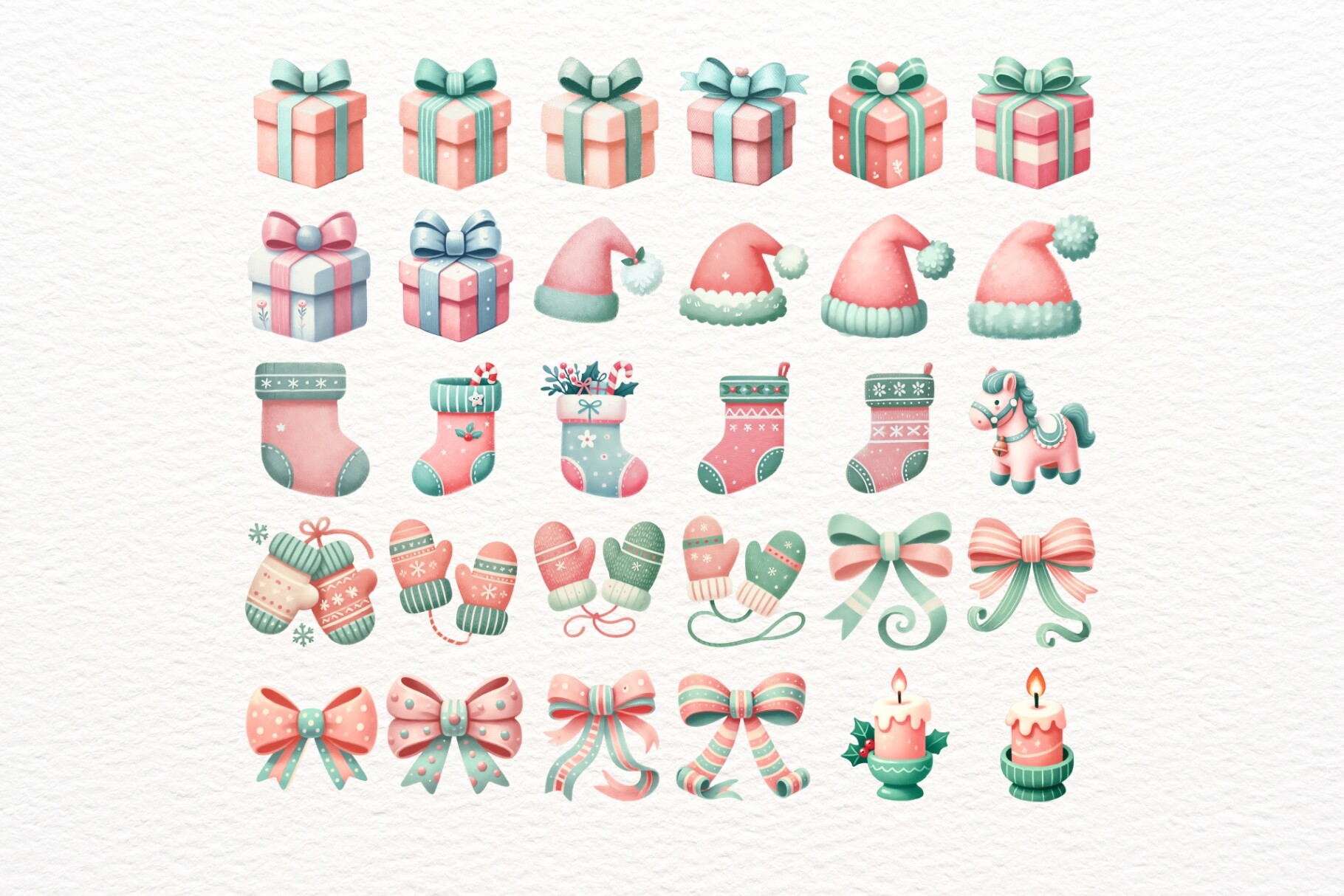 Pink and Mint Christmas PNG Clipart - photo 7