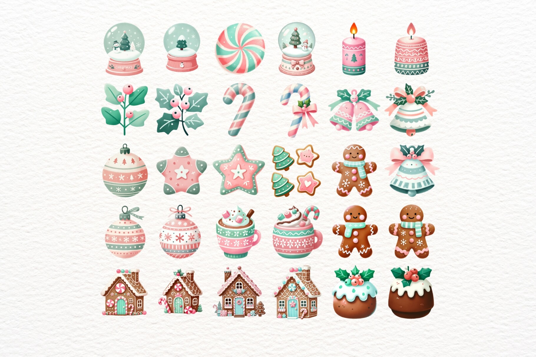 Pink and Mint Christmas PNG Clipart - photo 8