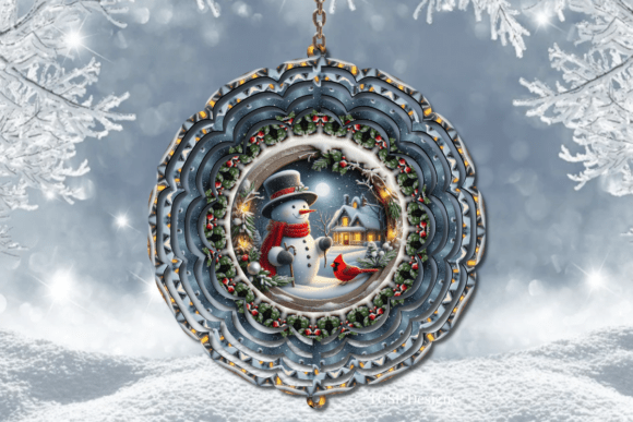 Snowman and Cardinal Wind Spinner
