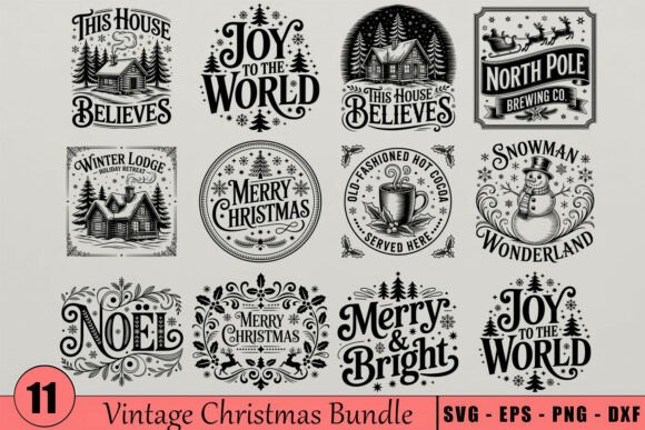 Vintage Christmas SVG Bundle