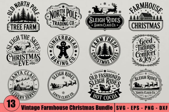 Vintage Farmhouse Christmas SVG Bundle