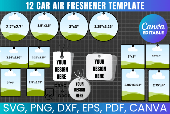 12 Car Air Freshener Template Bundle