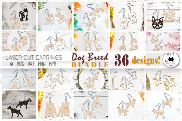 Big dog earrings SVG bundle designed for laser cutting