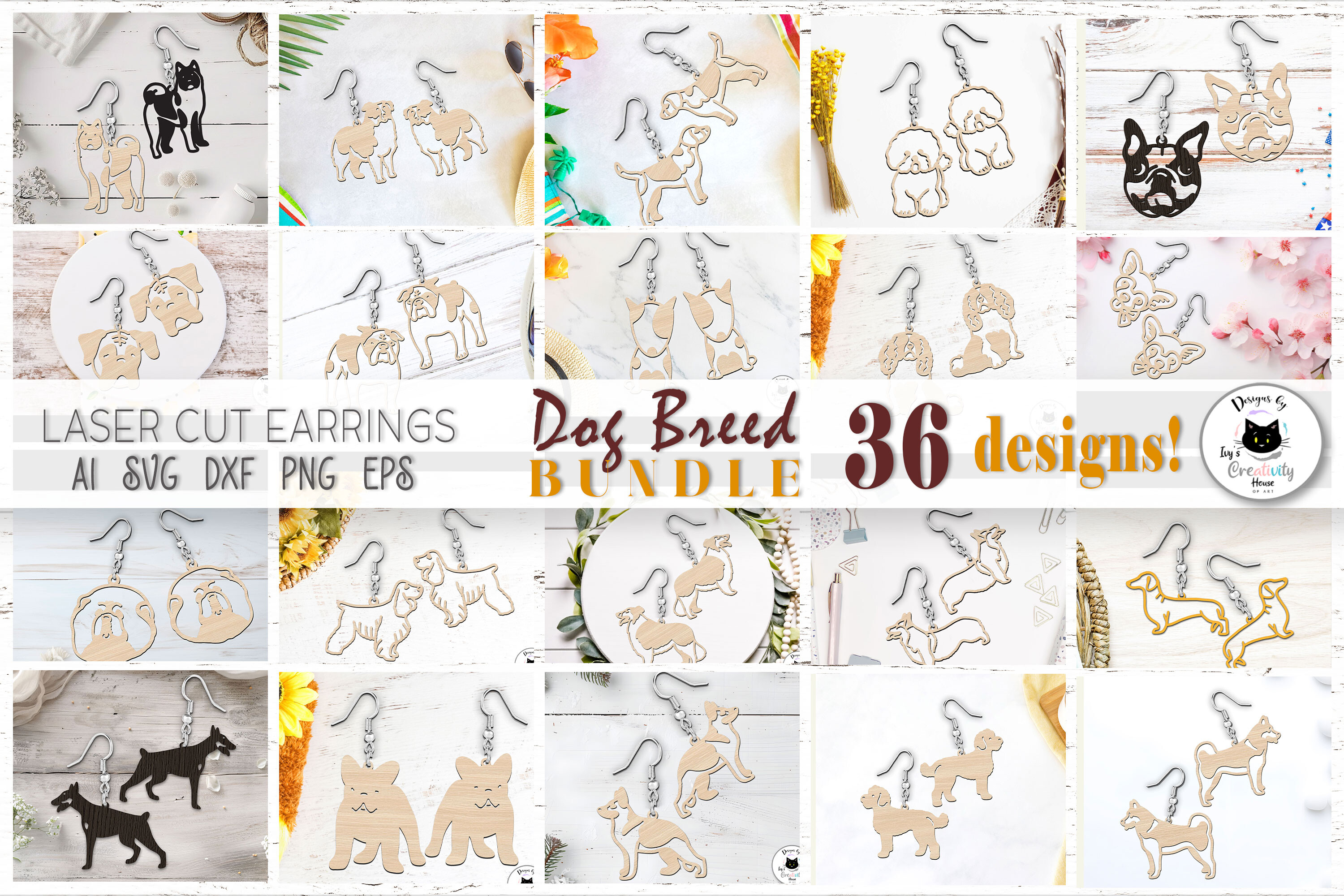 Big Dog Earrings Laser Cut SVG Bundle