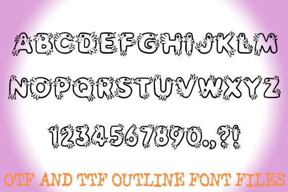 Bird Cartoon Font PNG with transparent background - Preview 1