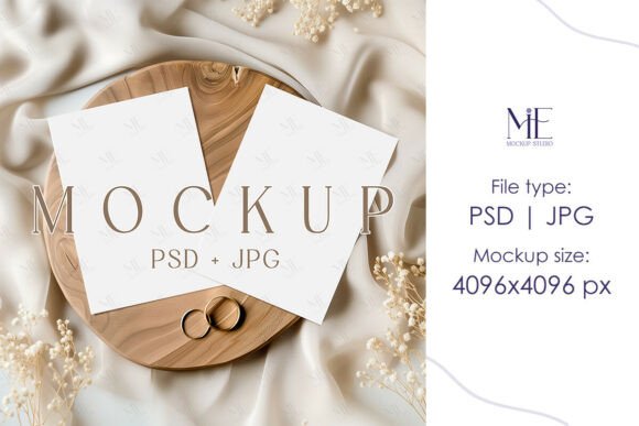 Boho Wedding Invitation Card Mockup Set