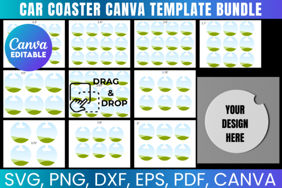 Car Coaster Canva Template Bundle