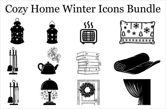 Cozy Home Winter Icons Bundle Graphics
