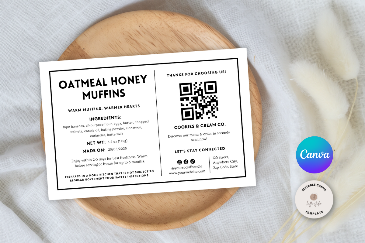 Editable Cottage Food Labels QR Code