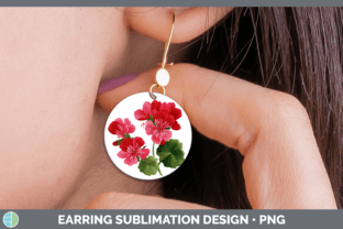 Geranium Round Earrings Flowers 01 Embro