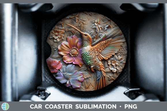 Hummingbird Car Coaster 3D Grafika Rękodzieła Przez Enliven Designs