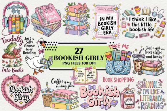 Kawaii Bookish Girly Quotes Clipart