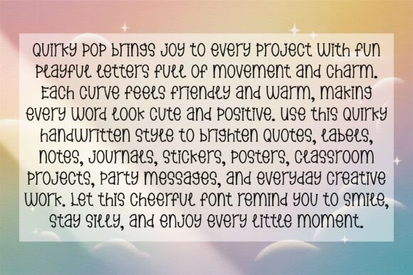 Quirky Pop Font PNG with transparent background - Preview 3