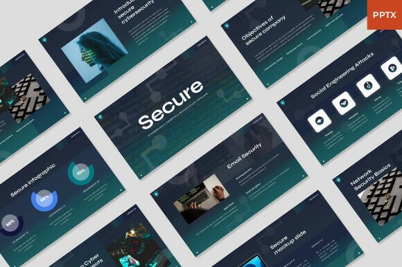 Preview of Secure - Cybersecurity PowerPoint technology presentation template