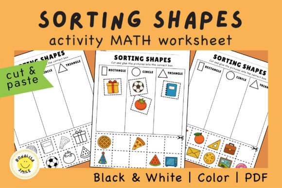 Sorting Shapes Activity Worksheet PreK Graphic K By Bonalisa Smile