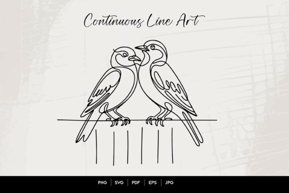Two Birds Continuous Line Art Illustrati