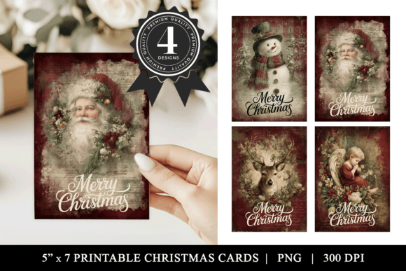 Vintage Santa Christmas Cards Set