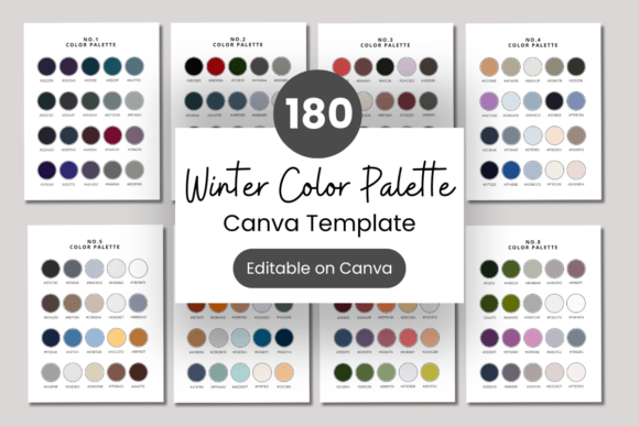 Winter Canva color palette with hex codes and cool tones