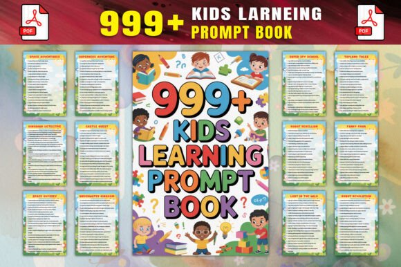 💡 999+ Learning Prompts Book Grafika Wnętrza KDP Przez Creative Space